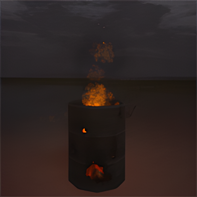 Barrel w/ Holes, Large Bonfire (dynamic light)