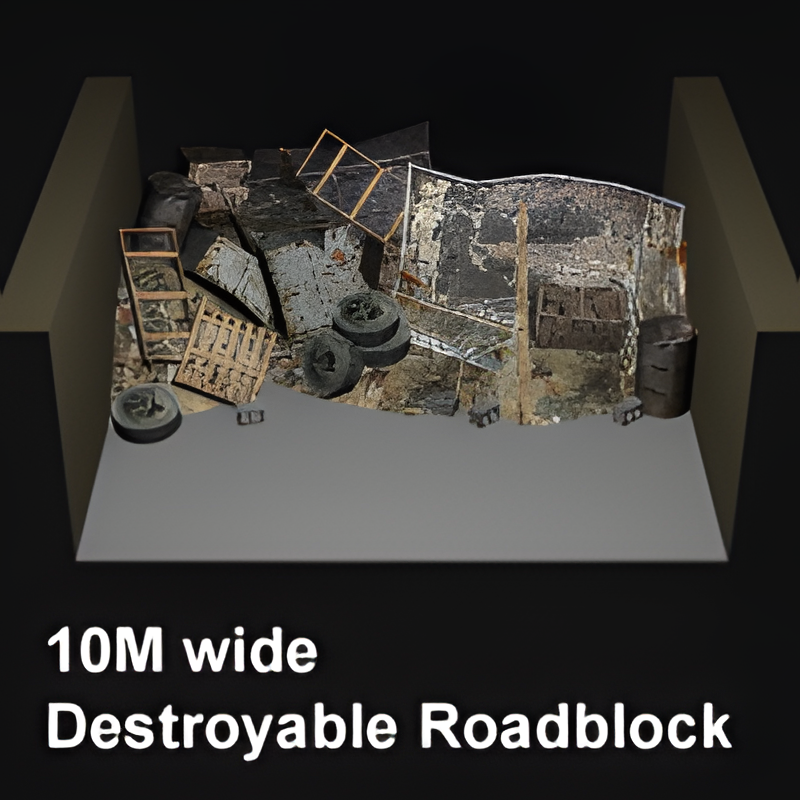 Roadblock Made of Various Debris #2
